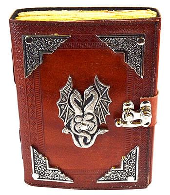 Double Dragon aged looking paper leather w/ latch 4 1/2" x 6 1/2" - Unlined