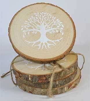 (set of 4) 4" Tree of Life wood coasters