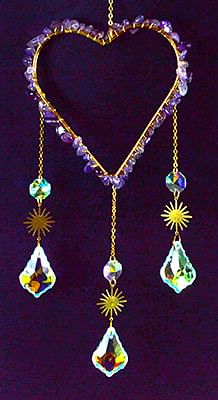 17" Amethyst Heart sun catcher