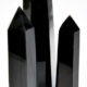 1 lb 3-4"  Obsidian, Balck W Silver Stripes obelisk