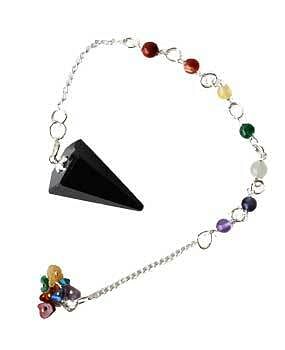 Tourmaline, Black 7 Chakra 6 sided pendulum