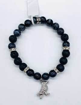 8mm Gabbro, Indigo & Lava bracelet