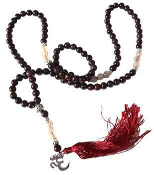Om, Garnet & Golden Rutile japmala